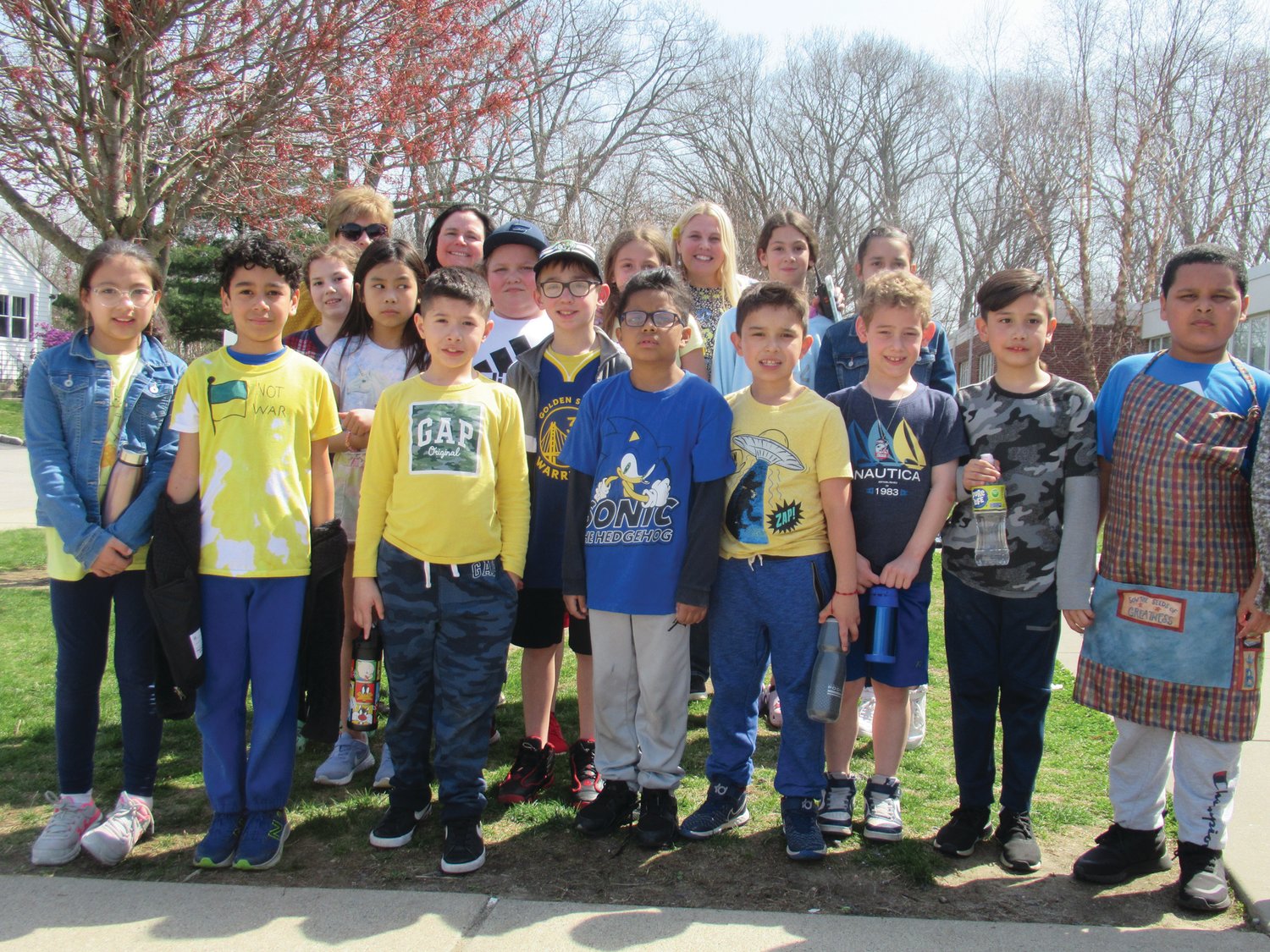CLASSIC COLLECTORS: This is one of the many groups of Winsor Hill students who participated in the recent “Walk for the Ukraine” that raised $1,350 that will help people in the war-ravaged country.